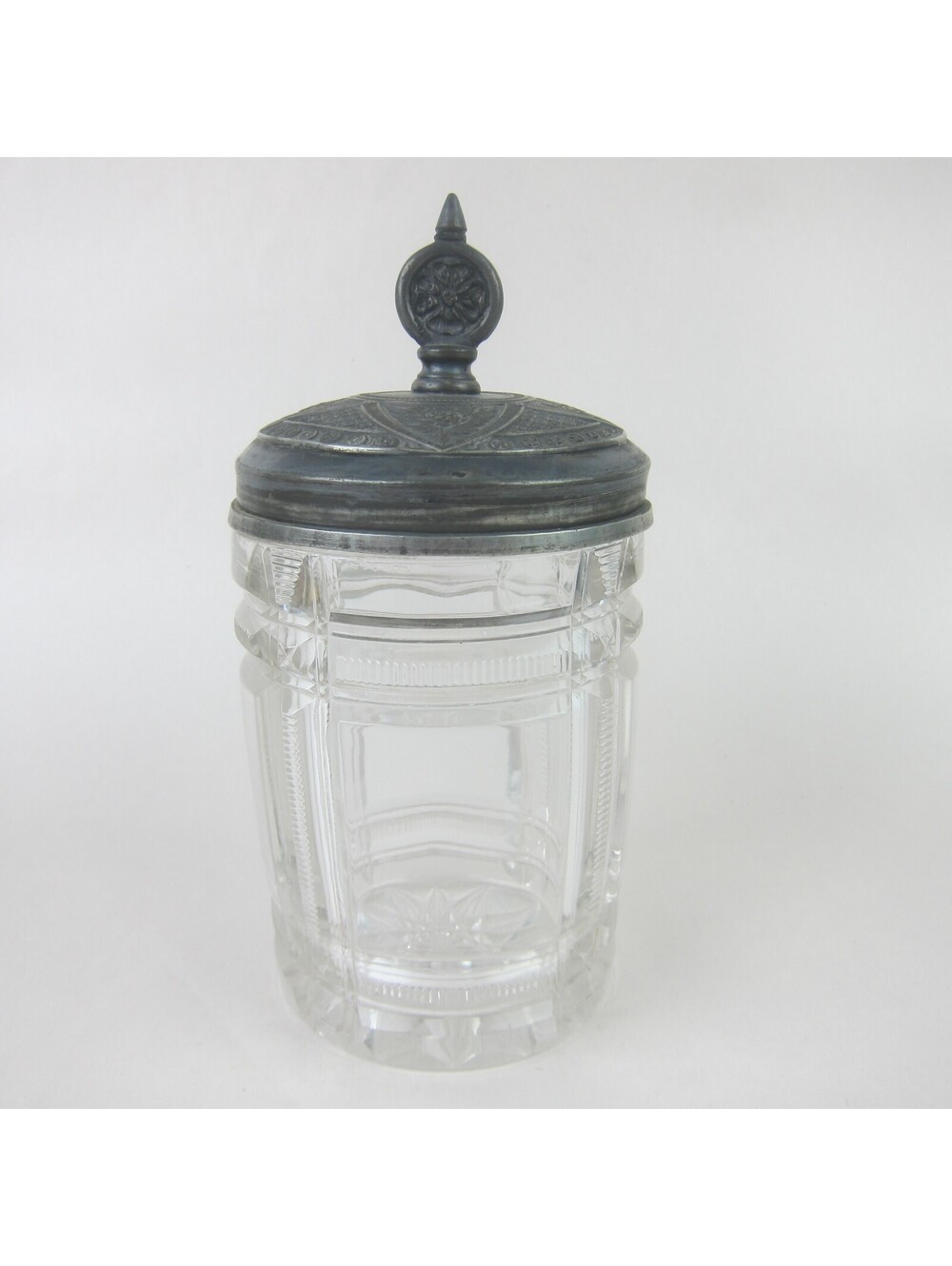 Antique Pickle Caster Clear Glass Jar With Silverplate Lid Victorian Early 1900s